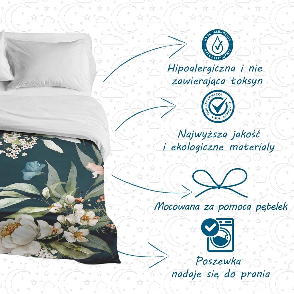 kołdra obciążeniowa z serii floral watercolor floral